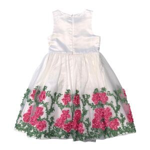 Girls Size 10 White Floral 3D Applique Tulle Dress Special Occasion Flower Girl